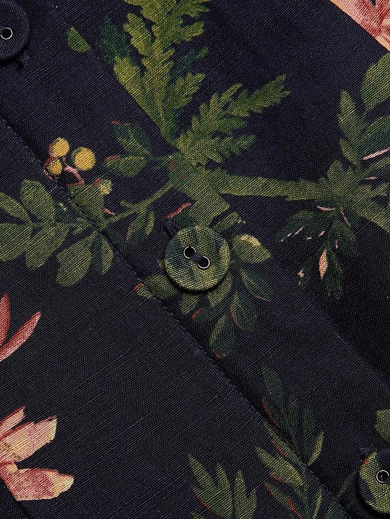 Lindi Silk-Linen Midi-Dress