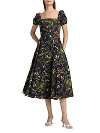 Lindi Silk-Linen Midi-Dress