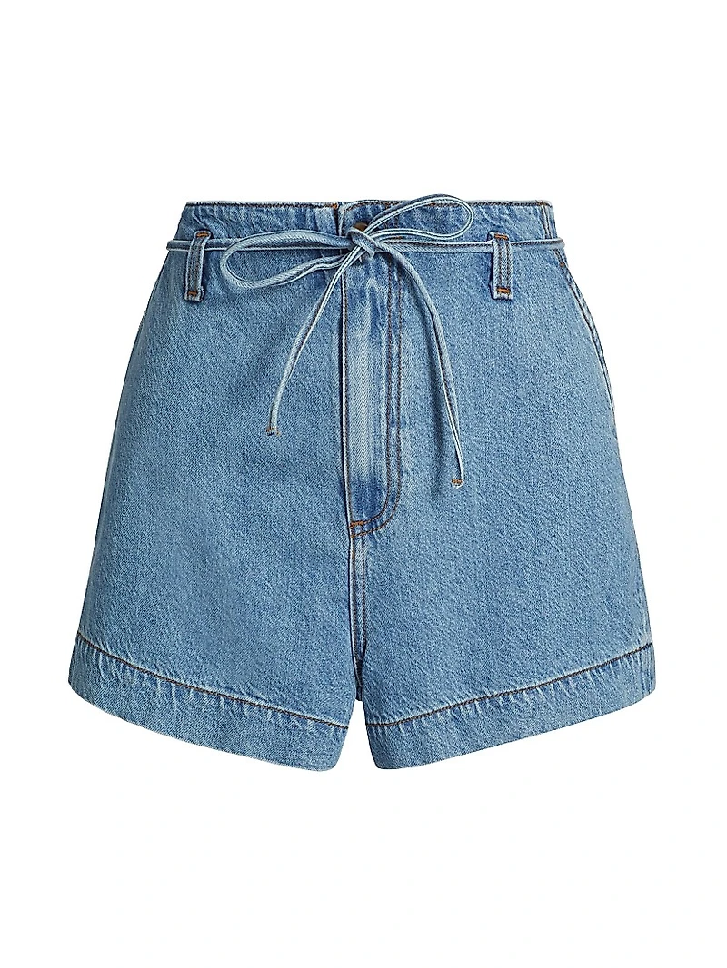 Anessa Denim Tie-Waist Shorts