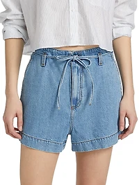 Anessa Denim Tie-Waist Shorts