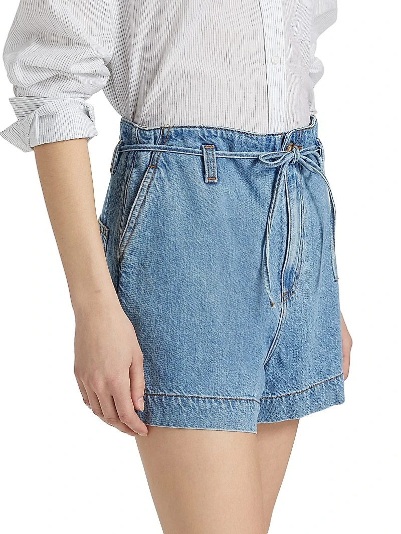 Anessa Denim Tie-Waist Shorts