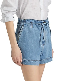 Anessa Denim Tie-Waist Shorts