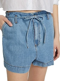 Anessa Denim Tie-Waist Shorts