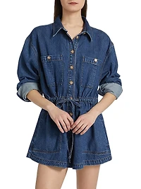 Madigan Denim Tie-Waist Romper