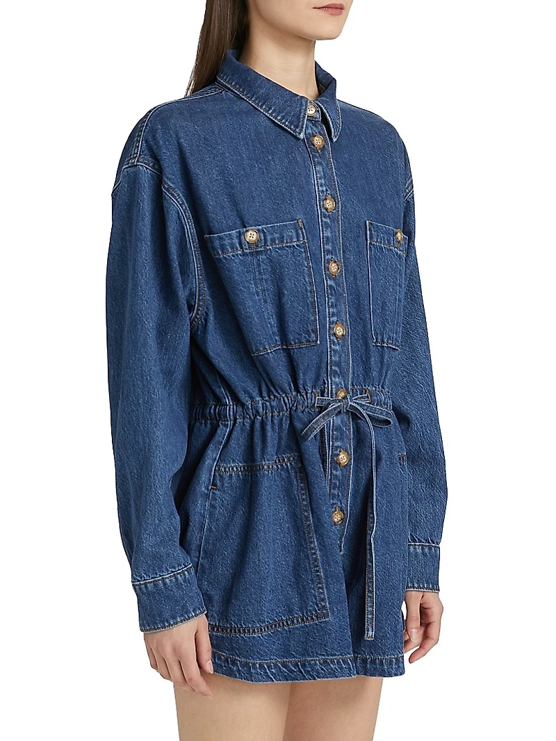 Madigan Denim Tie-Waist Romper
