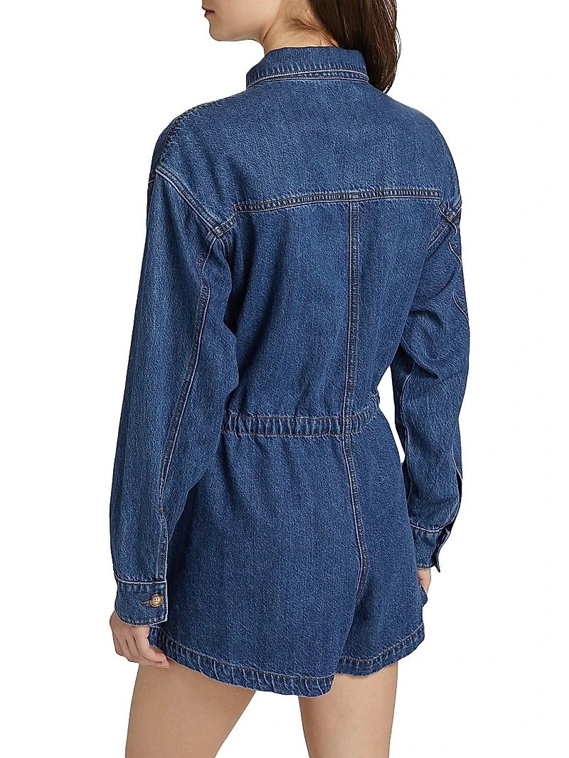 Madigan Denim Tie-Waist Romper