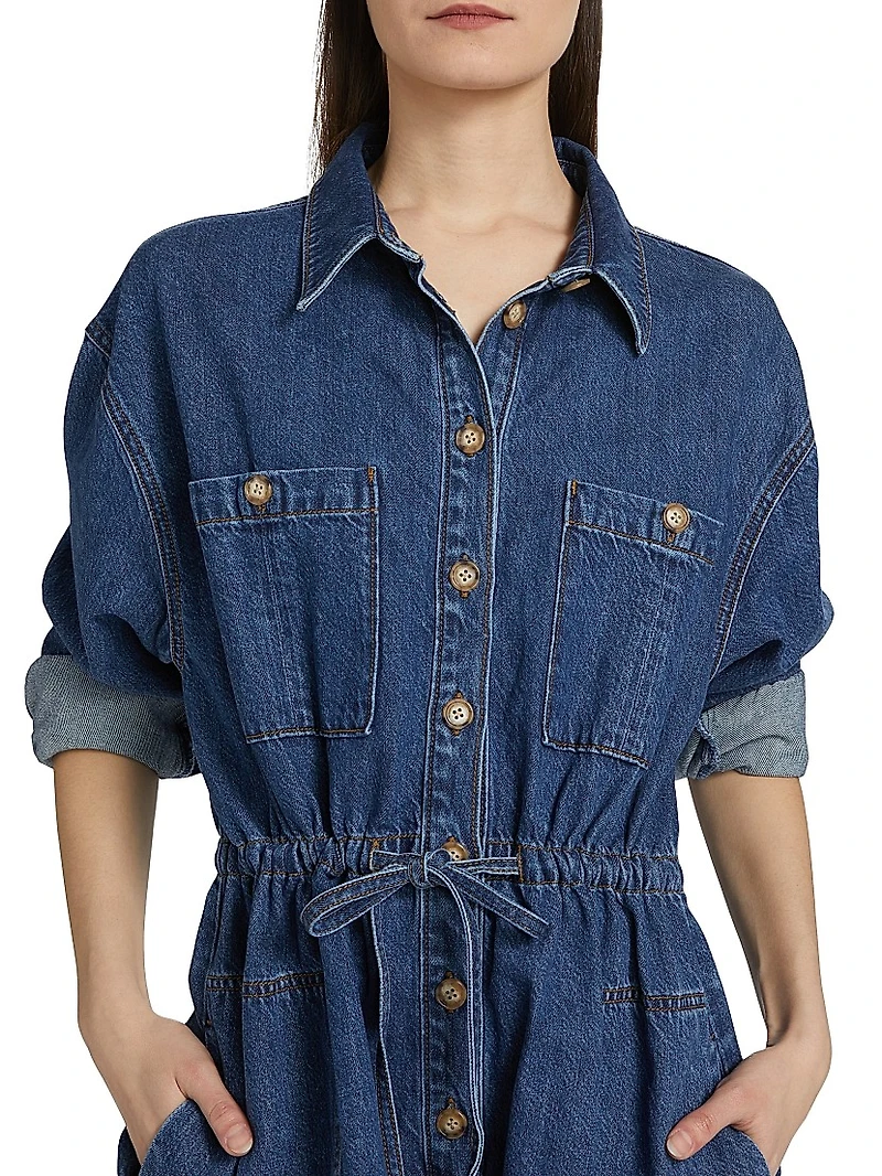 Madigan Denim Tie-Waist Romper