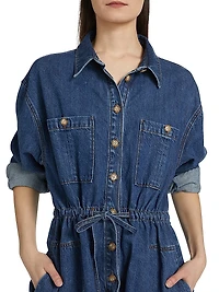 Madigan Denim Tie-Waist Romper