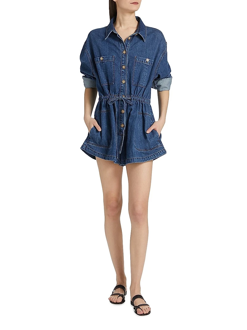 Madigan Denim Tie-Waist Romper