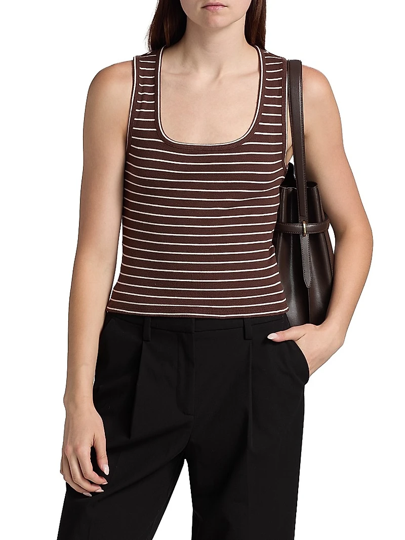 Amanita Rib-Knit Stretch-Cotton Tank