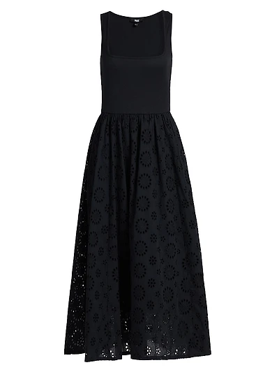 Morel Eyelet Midi-Dress