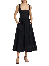 Morel Eyelet Midi-Dress