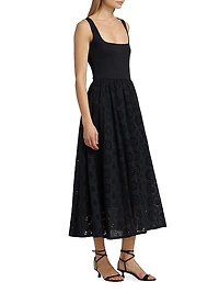 Morel Eyelet Midi-Dress