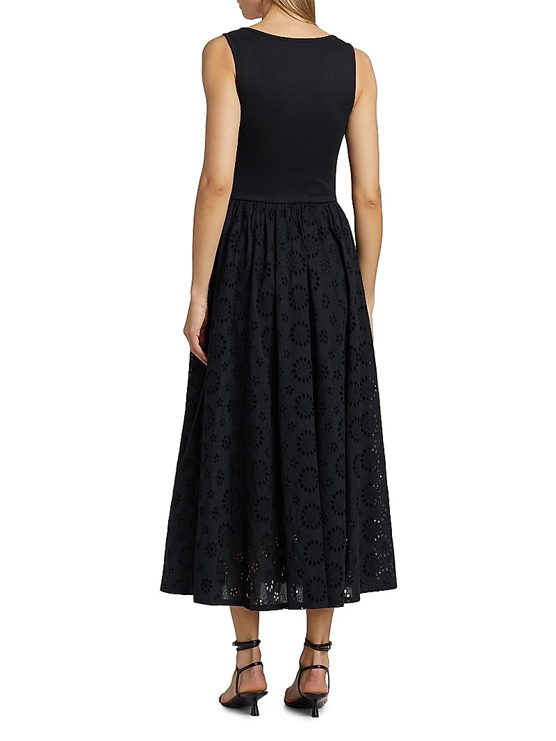Morel Eyelet Midi-Dress