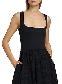 Morel Eyelet Midi-Dress