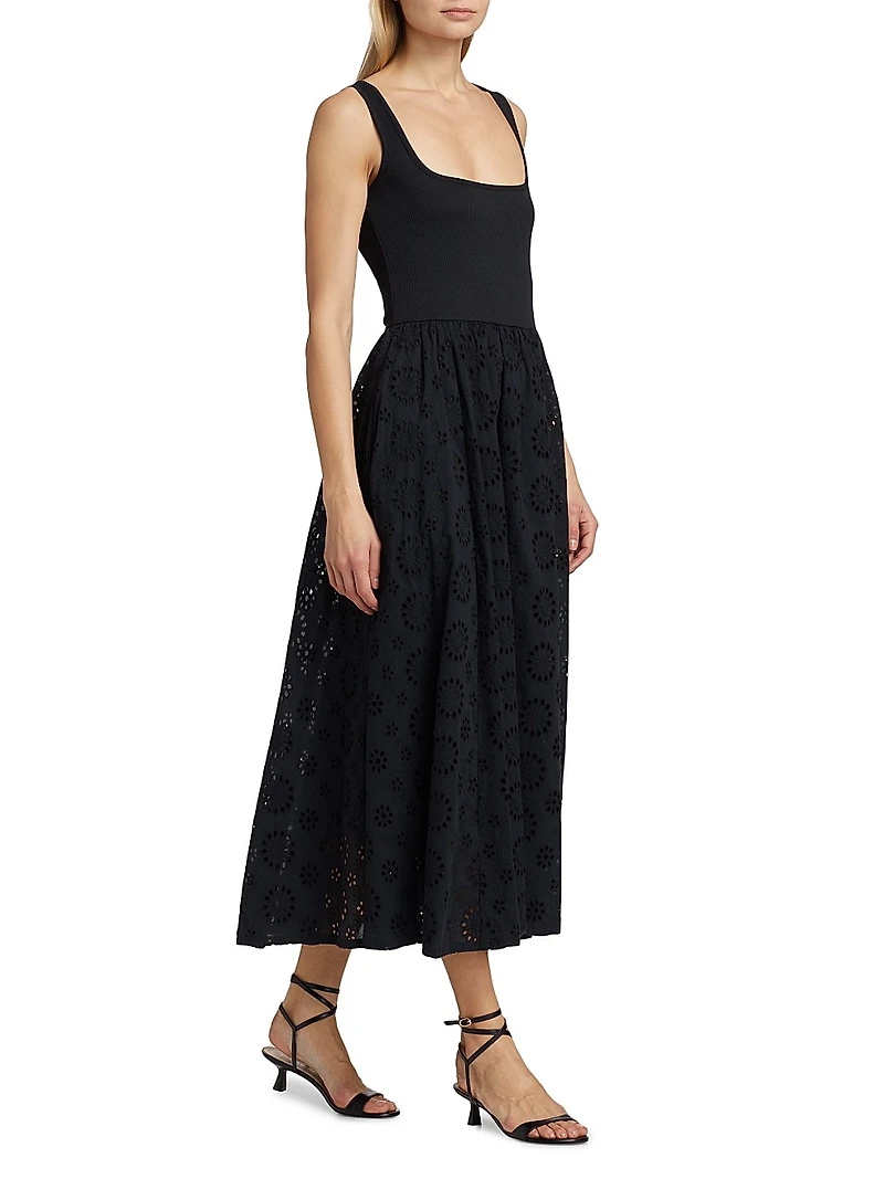 Morel Eyelet Midi-Dress