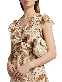 Eleonora Printed Silk Ruffled Midi-Dress
