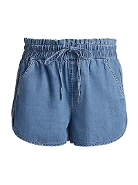Nessie Dolphin-Hem Chambray Shorts