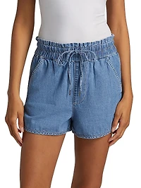 Nessie Dolphin-Hem Chambray Shorts
