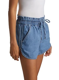 Nessie Dolphin-Hem Chambray Shorts
