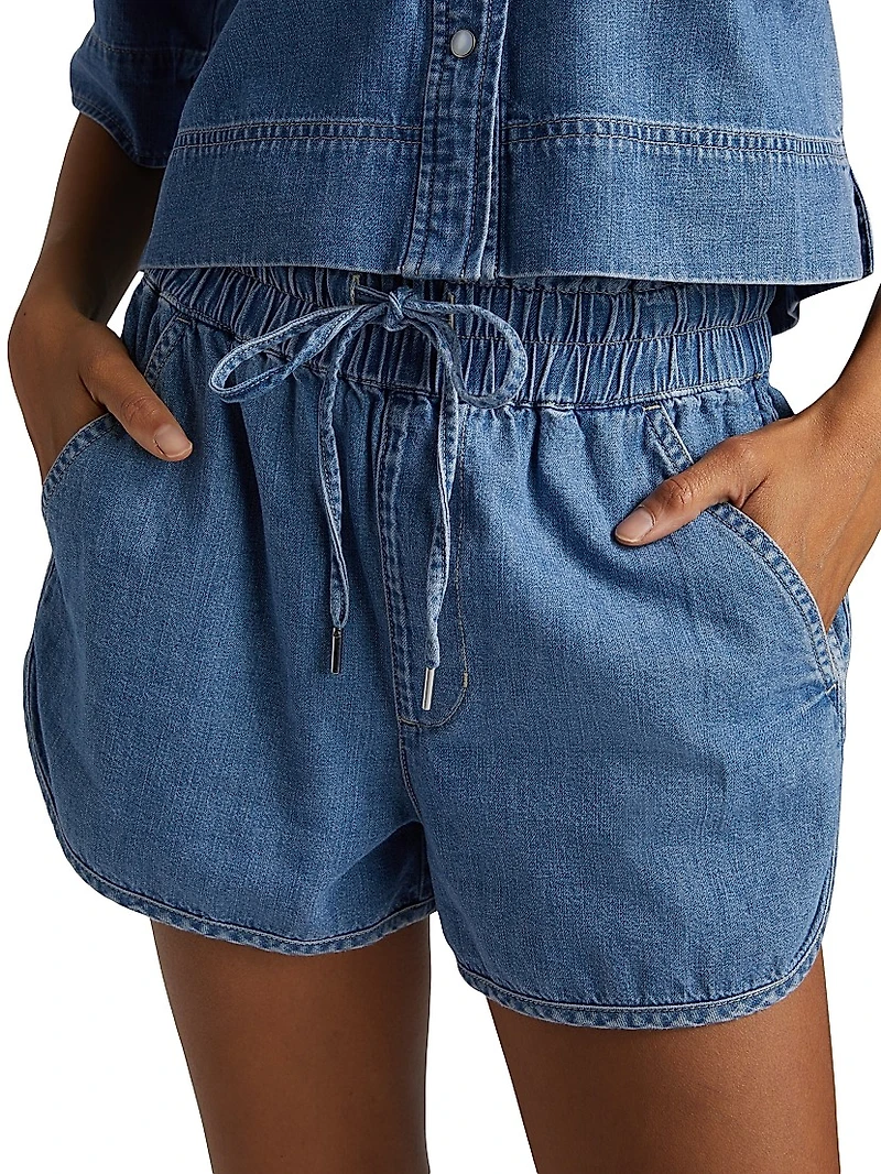 Nessie Dolphin-Hem Chambray Shorts