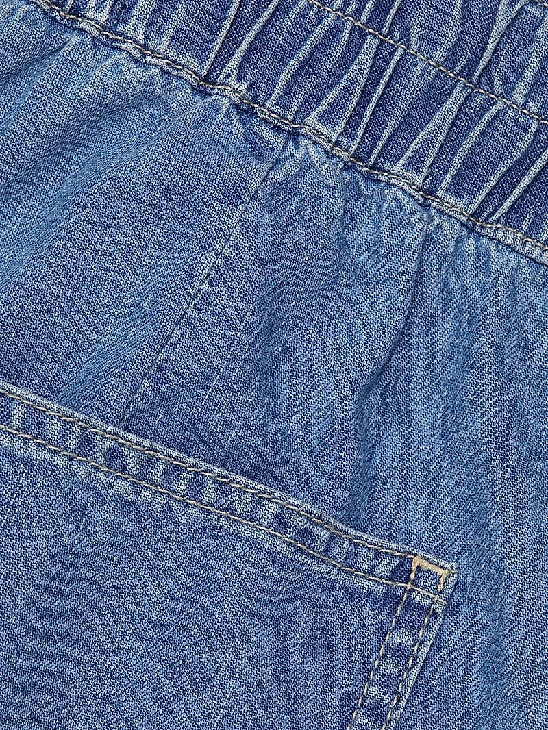 Nessie Dolphin-Hem Chambray Shorts