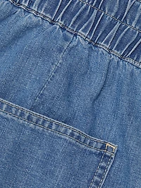 Nessie Dolphin-Hem Chambray Shorts