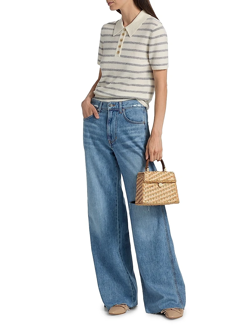 Kasey Distressed Mid-Rise Wide-Leg Jeans