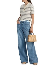 Kasey Distressed Mid-Rise Wide-Leg Jeans