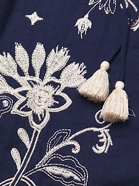 Embroidered Linen Kaftan Dress