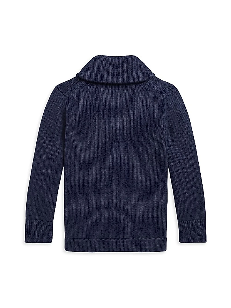 Little Boy's & Boy's Polo Shawl Collar Cardigan