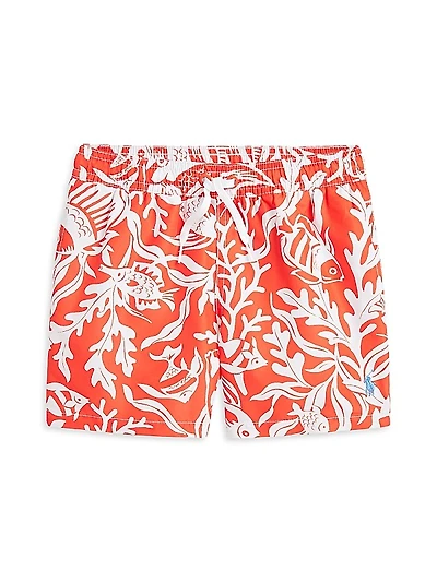 Little Boy's & Boy's Fish Print Swim Shorts