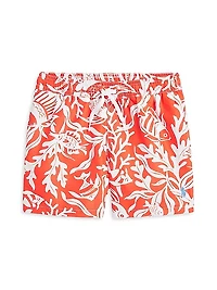 Little Boy's & Boy's Fish Print Swim Shorts