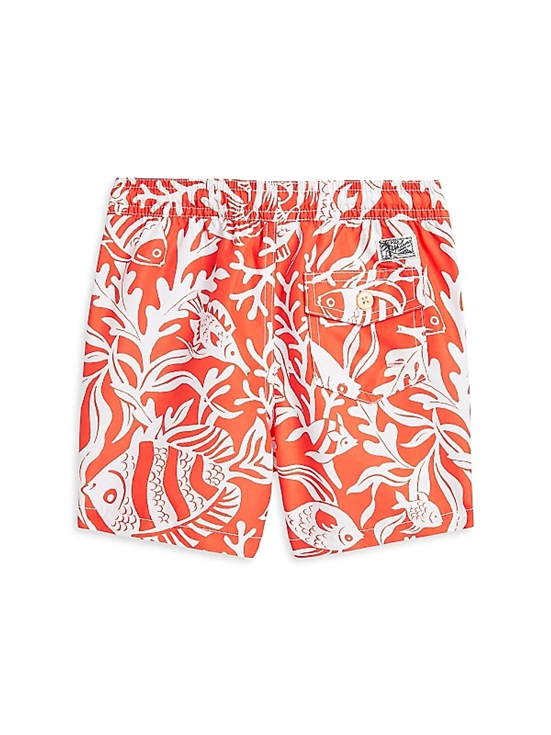 Little Boy's & Boy's Fish Print Swim Shorts