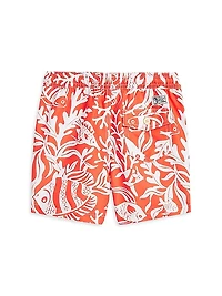Little Boy's & Boy's Fish Print Swim Shorts