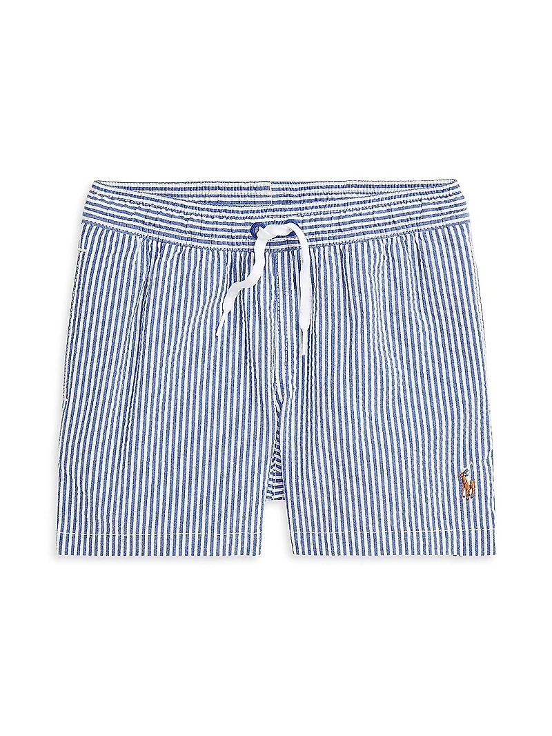 Little Boy's & Boy's Striped Cotton-Blend Seersucker Swim Trunks