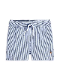 Little Boy's & Boy's Striped Cotton-Blend Seersucker Swim Trunks