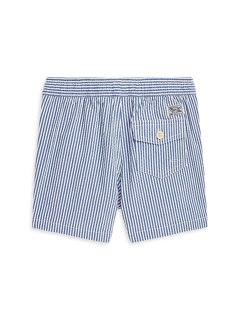 Little Boy's & Boy's Striped Cotton-Blend Seersucker Swim Trunks