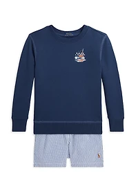 Little Boy's & Boy's Striped Cotton-Blend Seersucker Swim Trunks