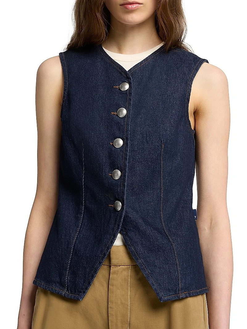 Lady Tailored Stretch Denim Vest