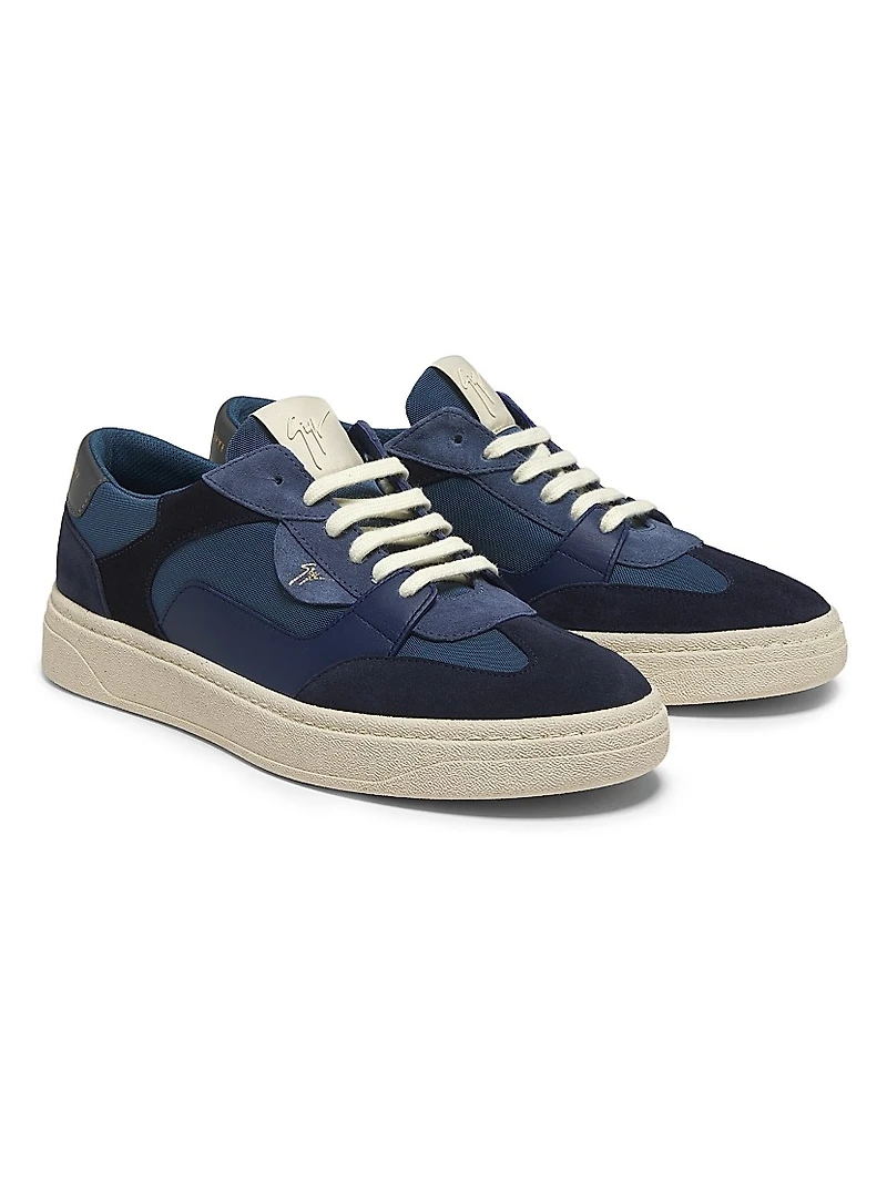 Scarpa Uomo Leather, Suede & Nylon Low-Top Sneakers