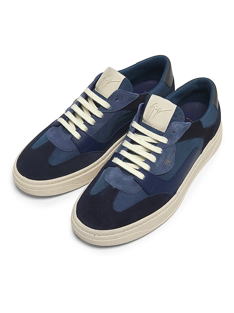 Scarpa Uomo Leather, Suede & Nylon Low-Top Sneakers