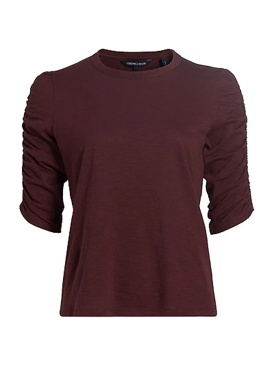 Waldorf Ruched-Sleeve Cotton Tee