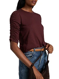 Waldorf Ruched-Sleeve Cotton Tee