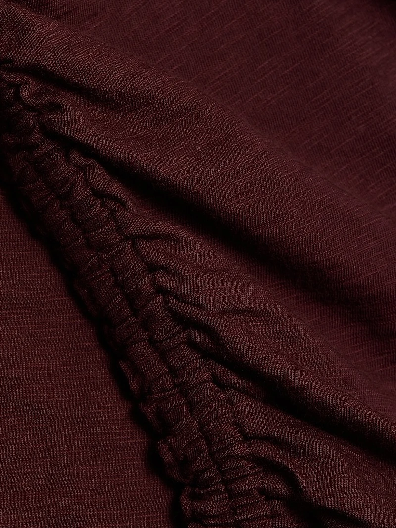 Waldorf Ruched-Sleeve Cotton Tee