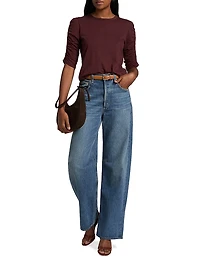 Waldorf Ruched-Sleeve Cotton Tee