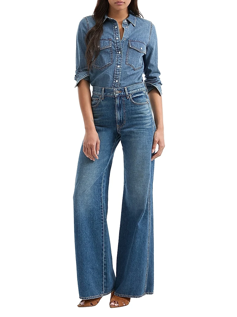 Kasey Mid-Rise Wide-Leg Jeans