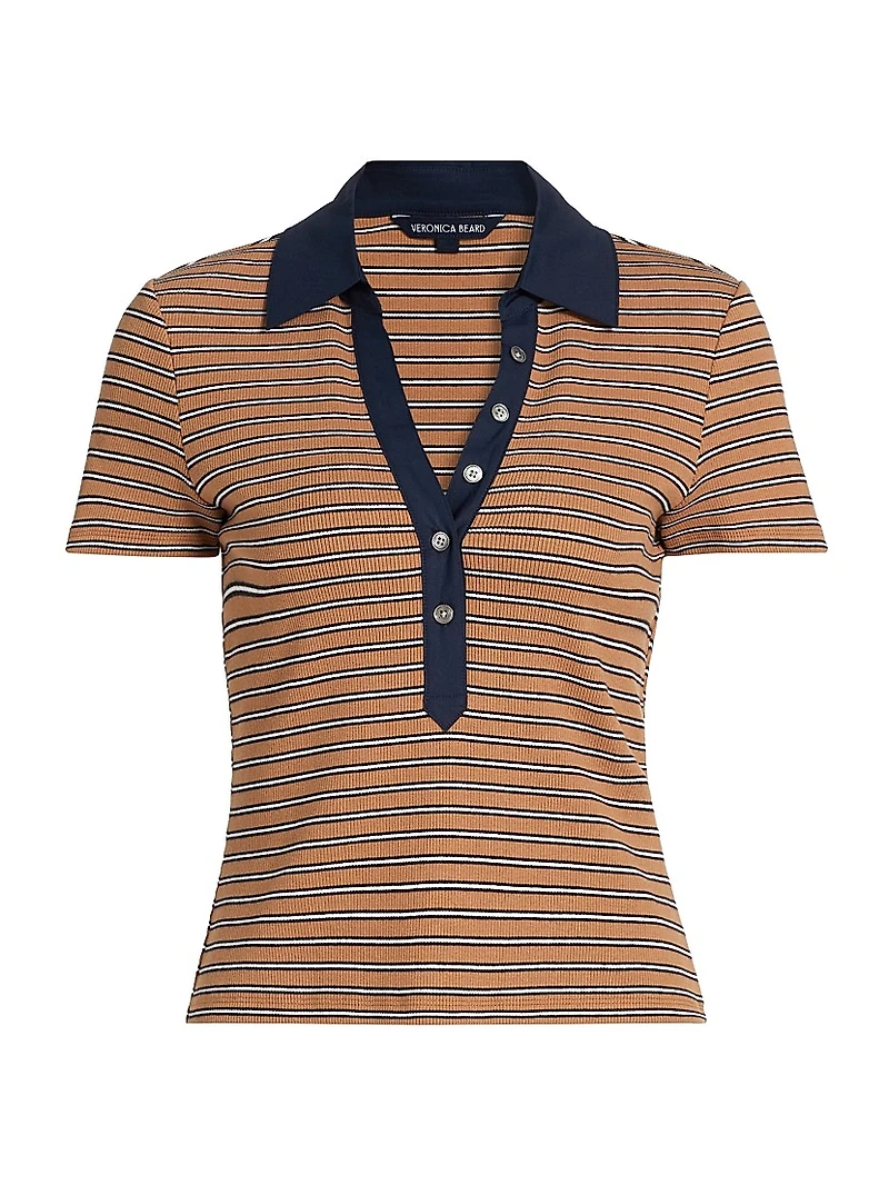 Kearney Striped Contrast Placket Polo Top