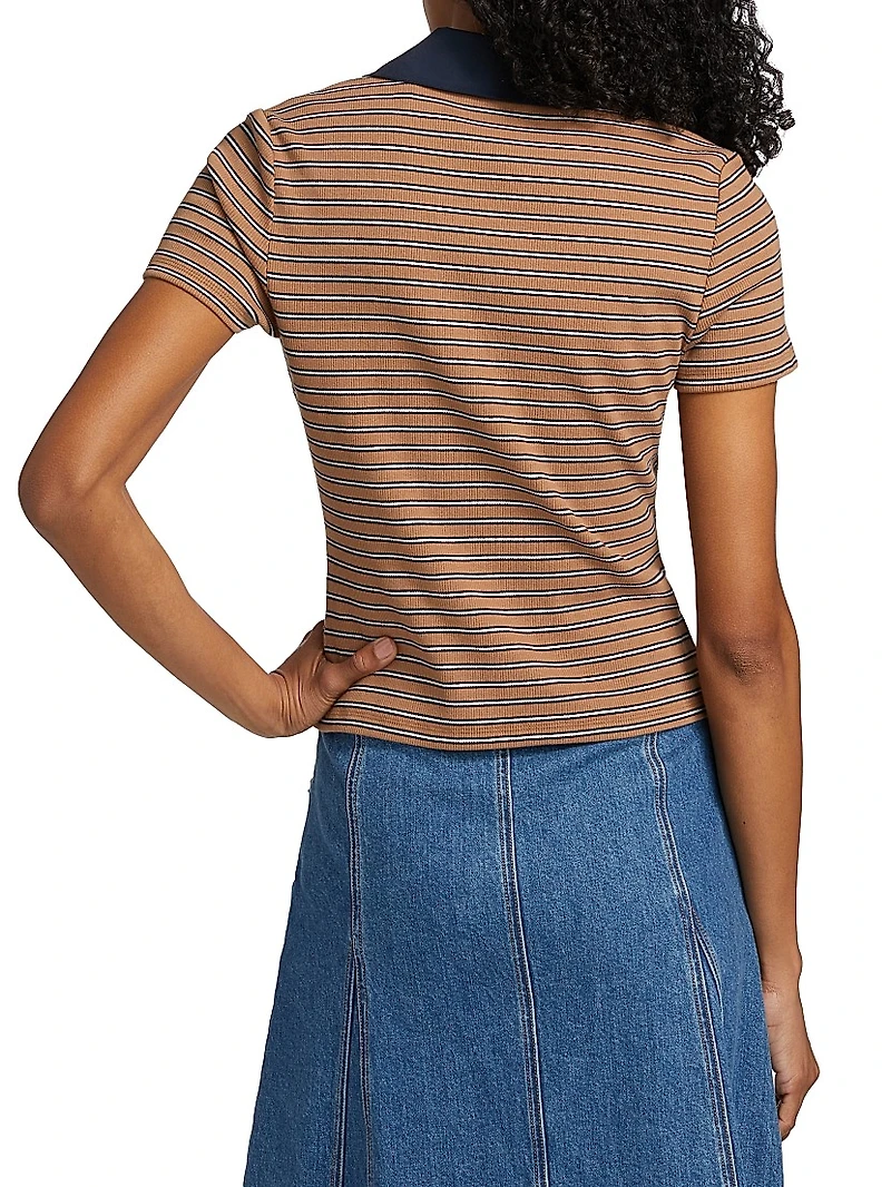 Kearney Striped Contrast Placket Polo Top