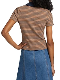 Kearney Striped Contrast Placket Polo Top